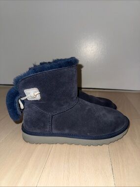 UGG Navy Shearling-Lined Suede Boot